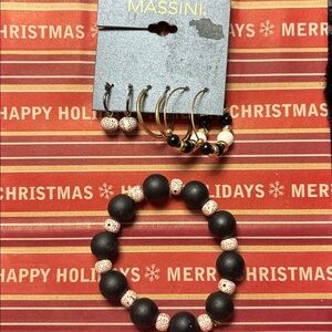 Massini earrings & stretch bracelet